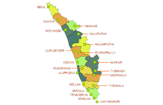 Kerala-honeymoon-trip-map